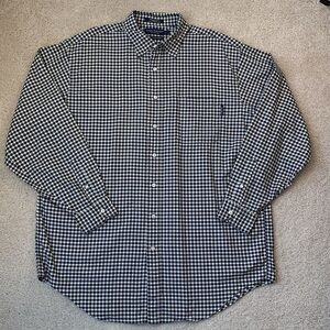 Daniel Cremieux Button Up Shirt Long Sleeves Navy Gingham Italian Cotton Large